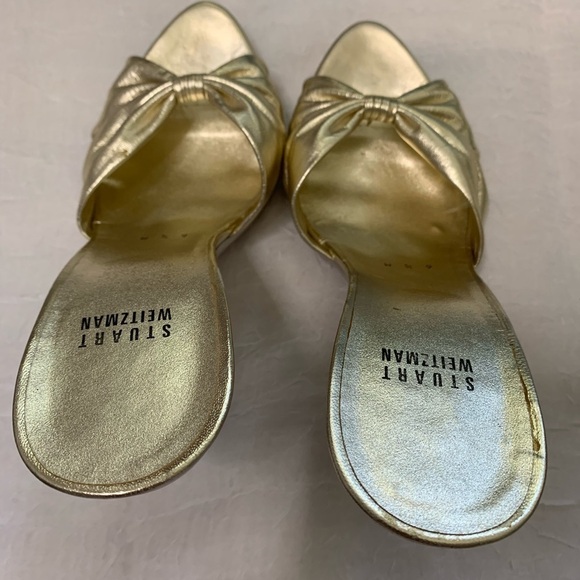 Stuart Weitzman Heel Slippers Gold With Crystals - Picture 5 of 8
